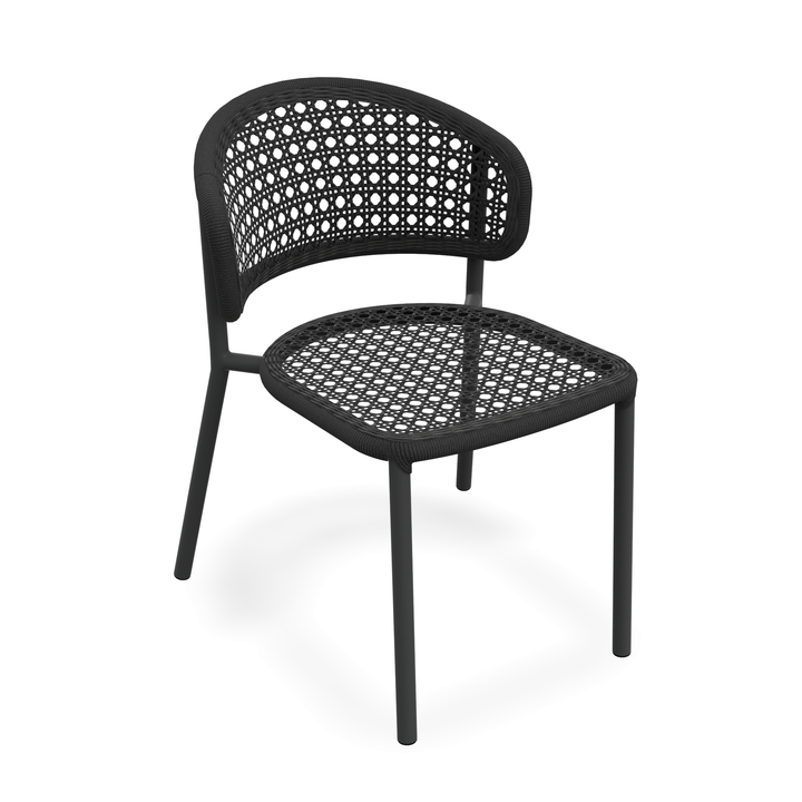 Butterfly stapelbare tuinstoel in antracite aluminium en antracite vierkant geweven ronde rope