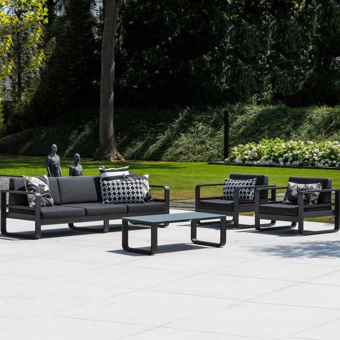 Reno lounge set in antracite aluminium and dark grey all-weather cushions