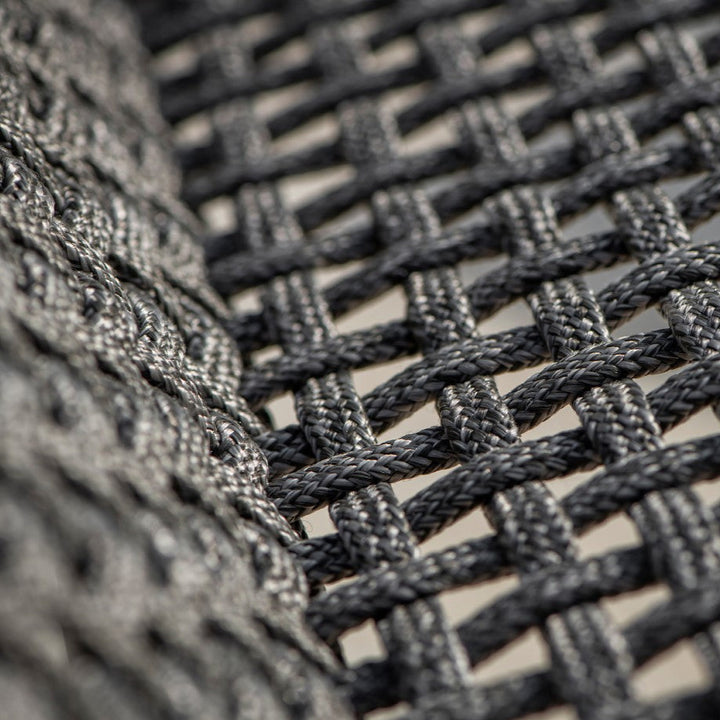 Durham stapelbare tuinstoel in antracite aluminium en antracite vierkant geweven ronde rope