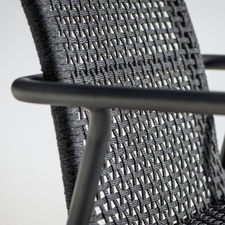 Durham stapelbare tuinstoel in antracite aluminium en antracite vierkant geweven ronde rope